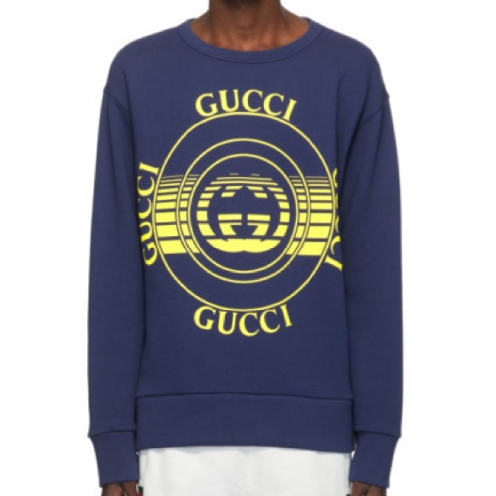 Gucci Blue Interlocking G Targette Crewneck Sweatshirt | Mens Size M